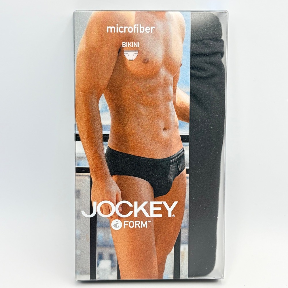 Vintage 2004 USA Jockey Form Mens Microfiber‎ Bikini Briefs Black XL Dead Stock